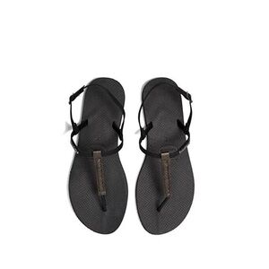 Havaianas Black T-strap Women’s Sandals with Metallic Accent size 9.5